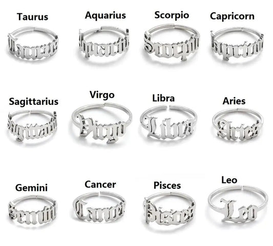 12 Zodiac Rings - Constellation Horoscope Knuckle Ring