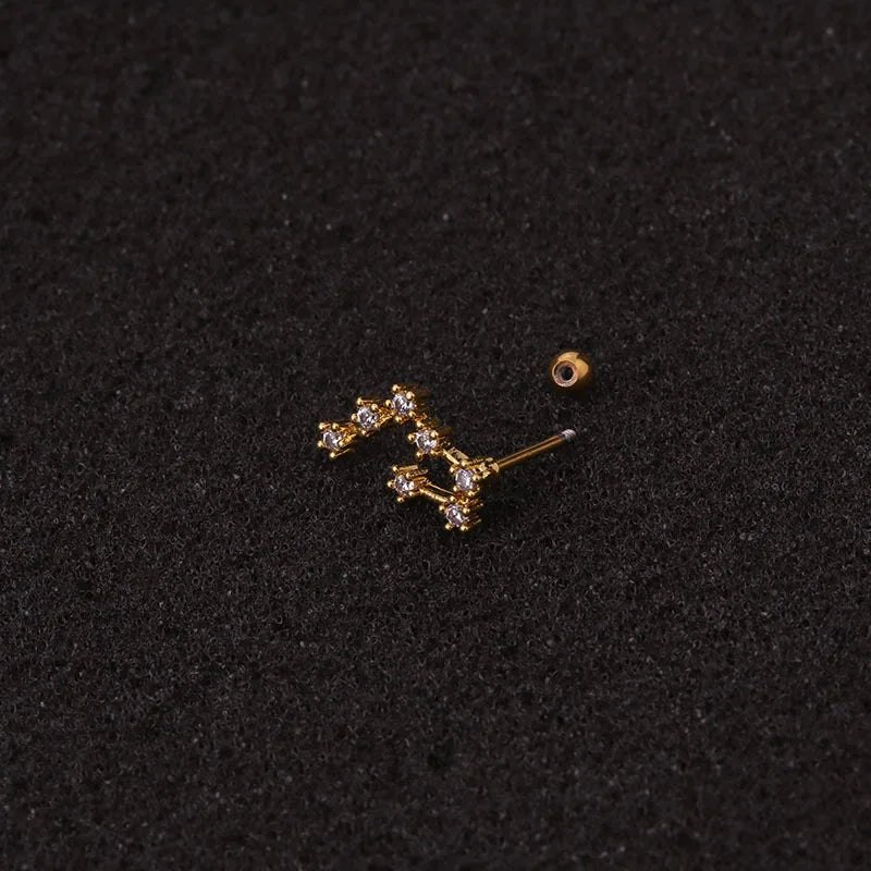 Twelve Constellations CZ Horoscope Daith Earring