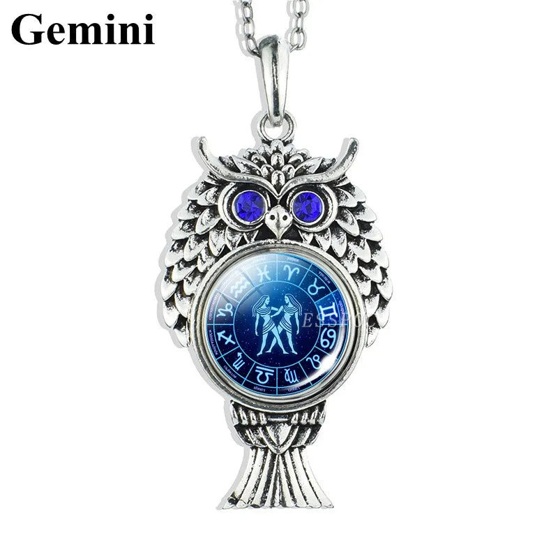 Cute Owl Zodiac Pendant Necklace