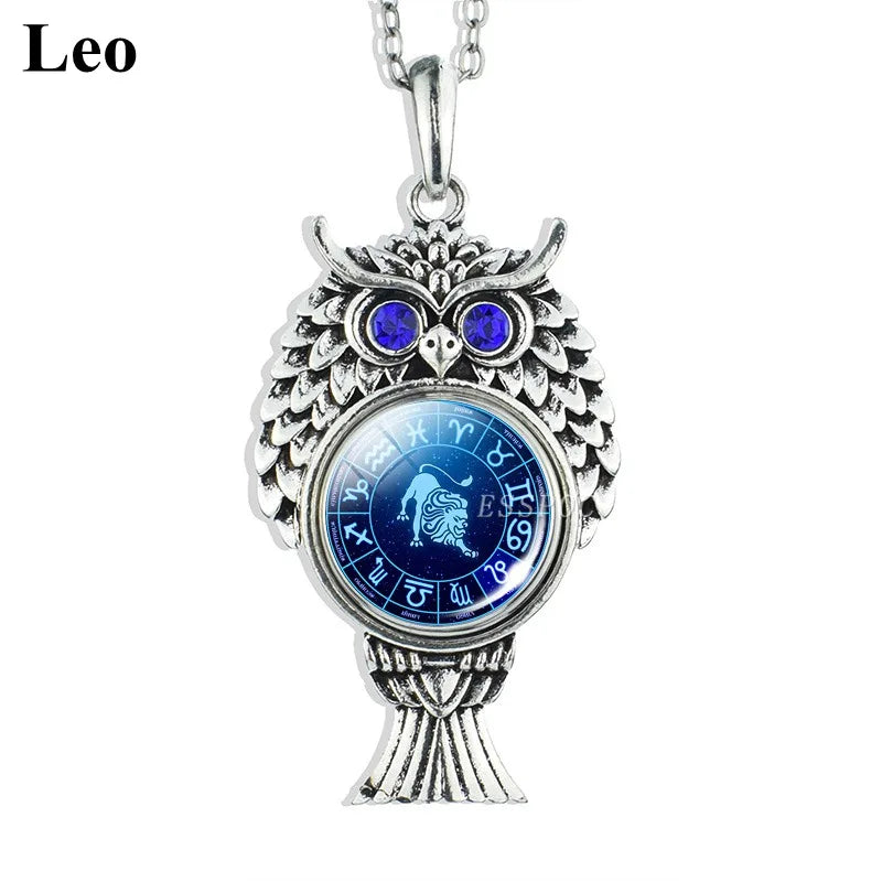 Cute Owl Zodiac Pendant Necklace