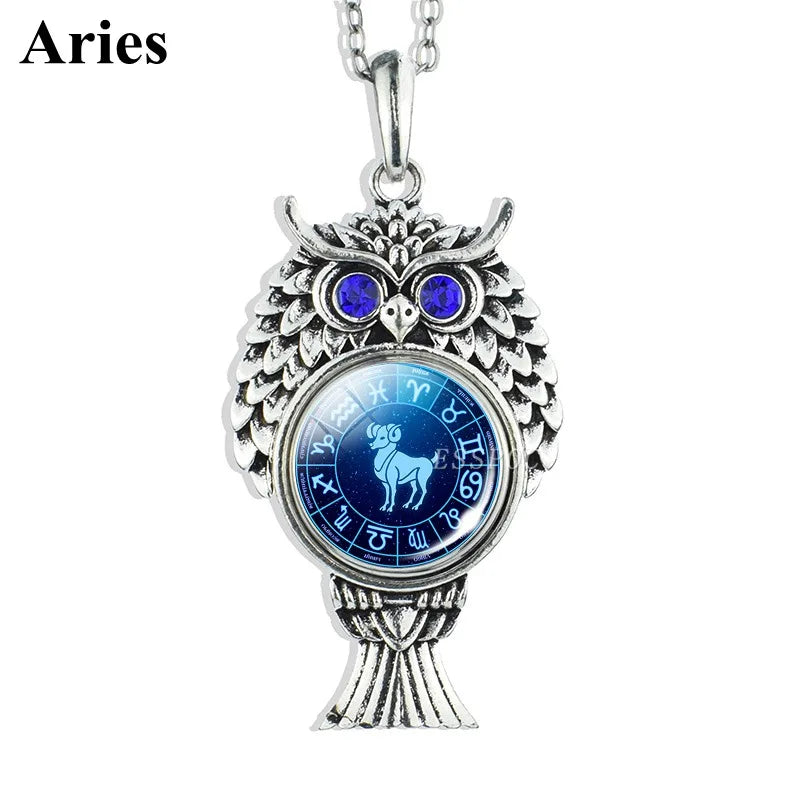 Cute Owl Zodiac Pendant Necklace