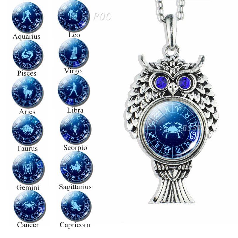 Cute Owl Zodiac Pendant Necklace