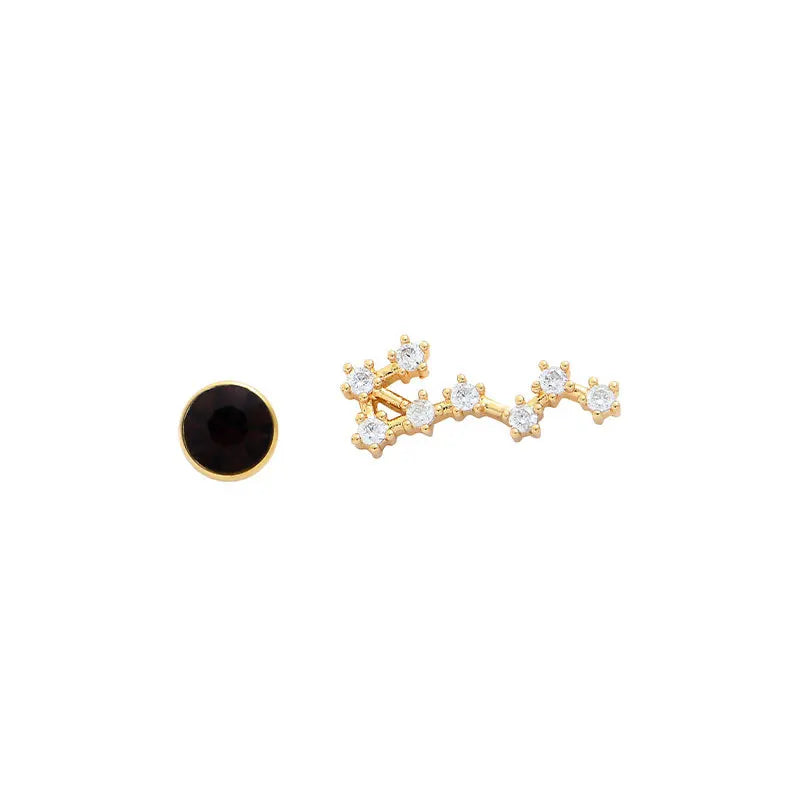 925 Silver Needle Zodiac Constellation Birthstone Stud Earrings