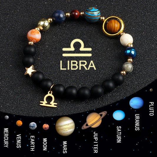 Universe Galaxy Eight Planets & 12 Constellation Bracelet